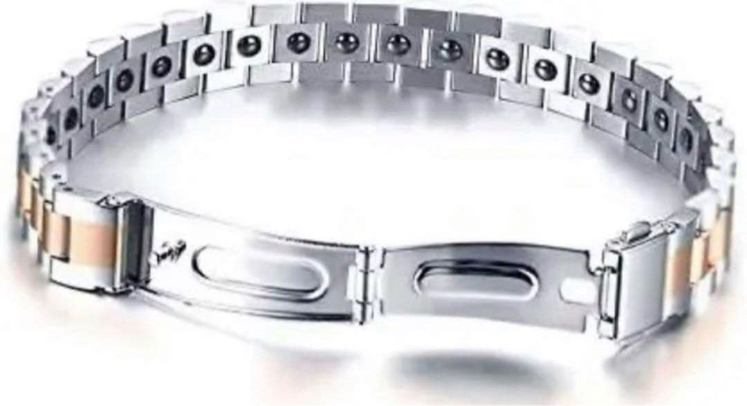 e135 磁気ブレスレット メンズ シルバー チタン シルバー