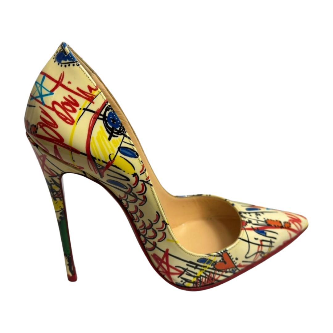 クリスチャンルブタン　パンプス　ピンヒール　エナメル　マルチカラー