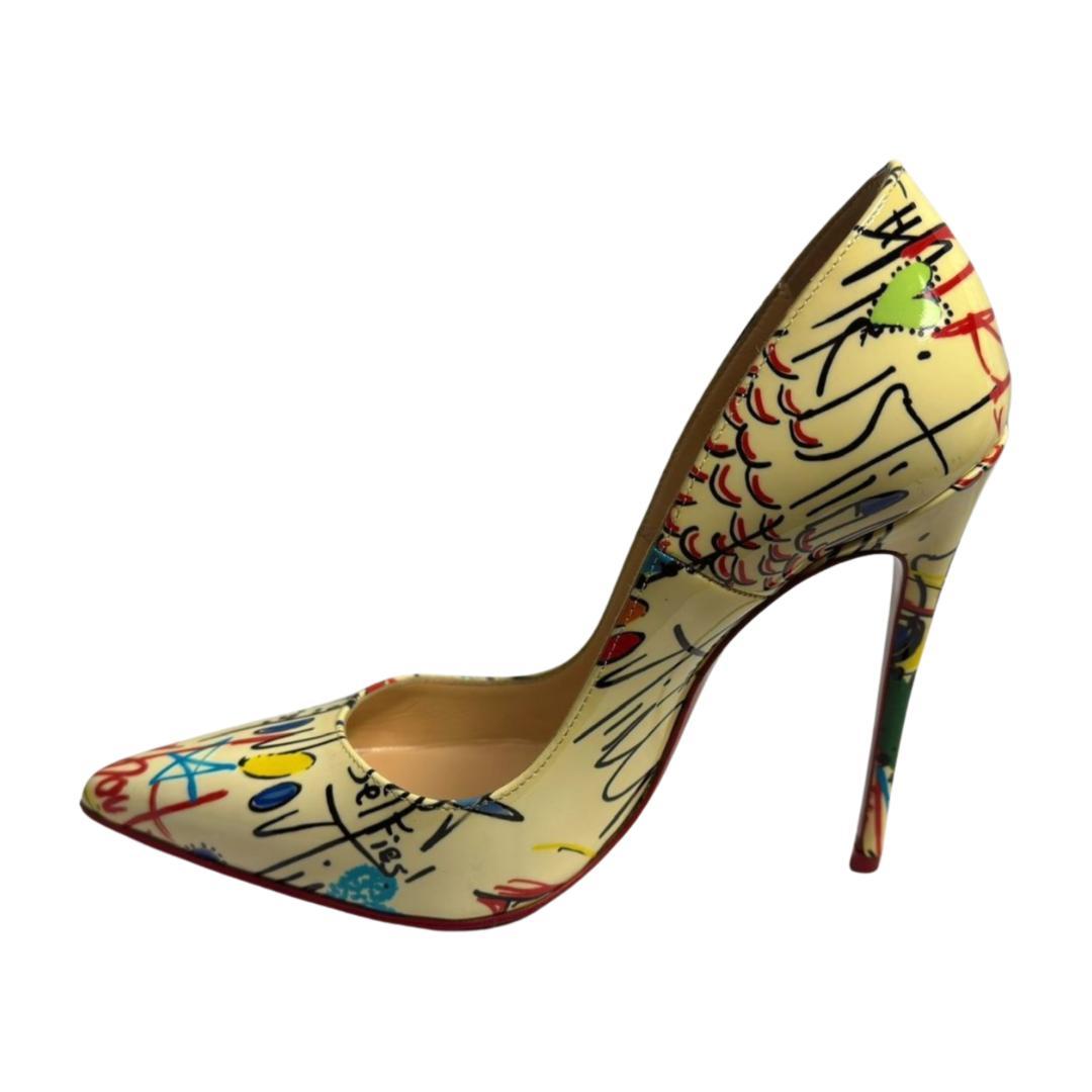 クリスチャンルブタン　パンプス　ピンヒール　エナメル　マルチカラー