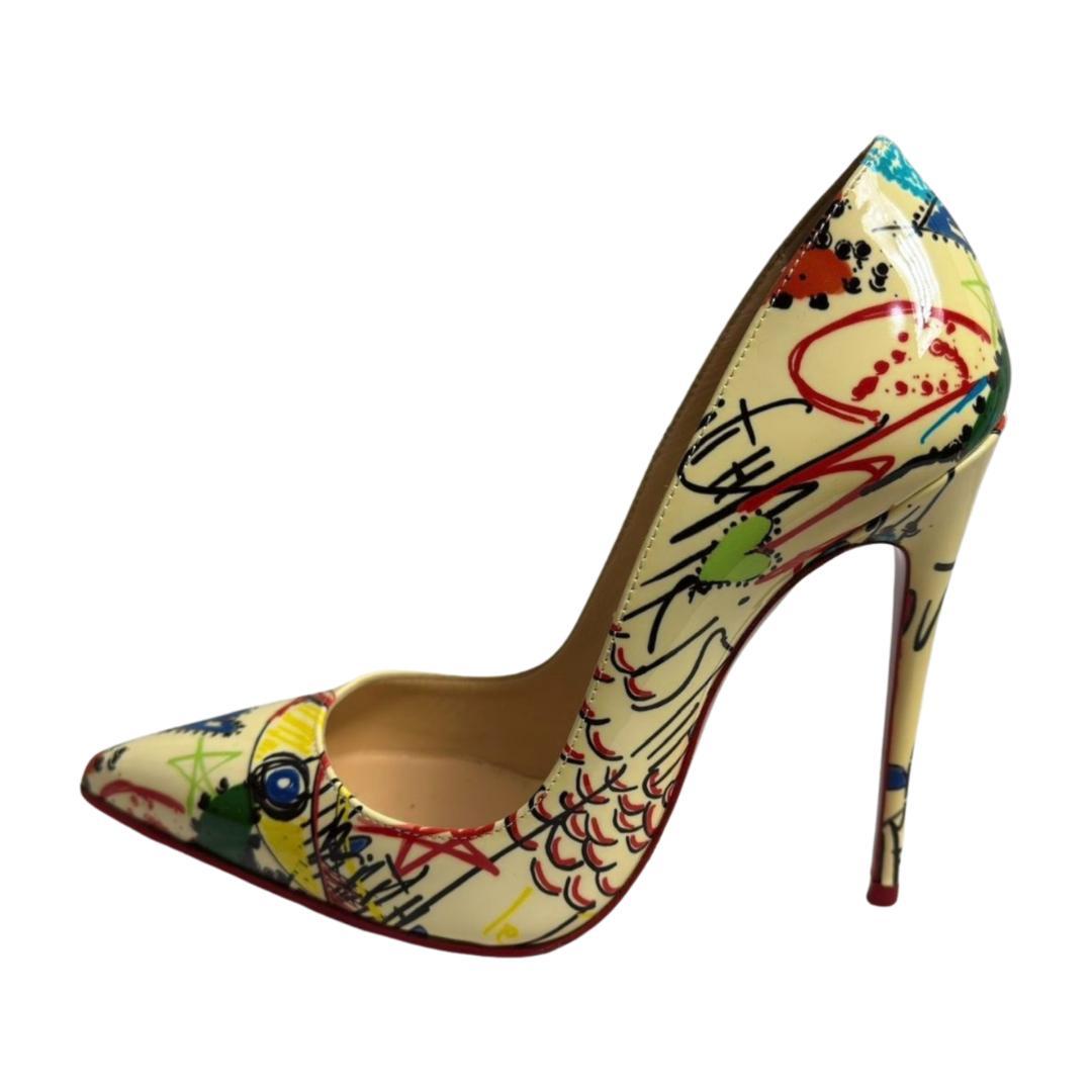 クリスチャンルブタン　パンプス　ピンヒール　エナメル　マルチカラー