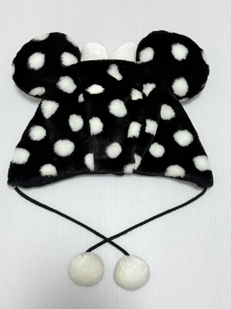 ディズニー　ファンキャップ　ドット　水玉　黒　ブラック　ミニー　美品