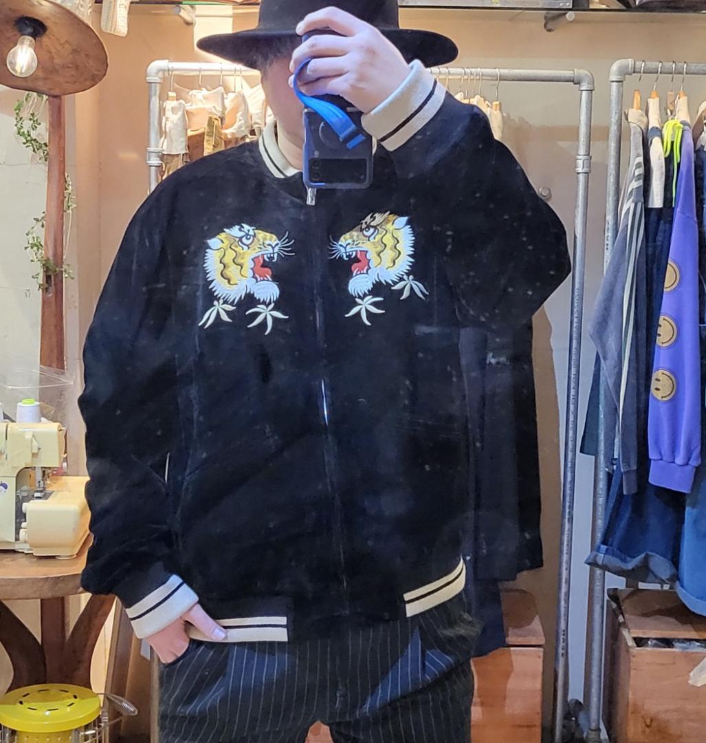 50'sライク刺繍ベロアリバーシブルスカジャン●サイズM●（商品番号4964）