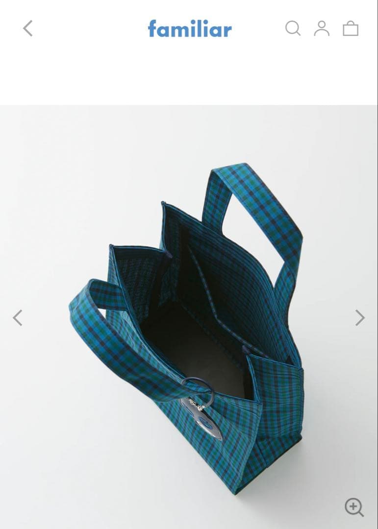 完売【新品未使用】familiar トートバッグ 青チェック