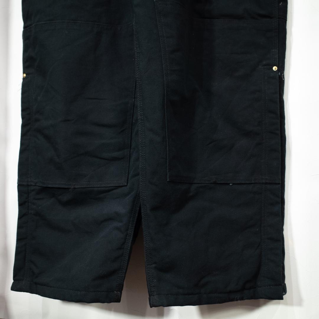 Carhartt 裏地付 ダック オーバーオール R02 46×28 ブラック