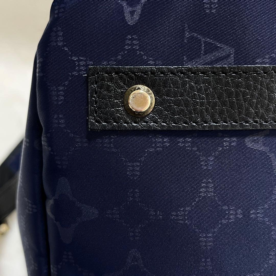 【美品】ATAOリュック バックパック マッシュルーム モノグラム 総柄 青黒