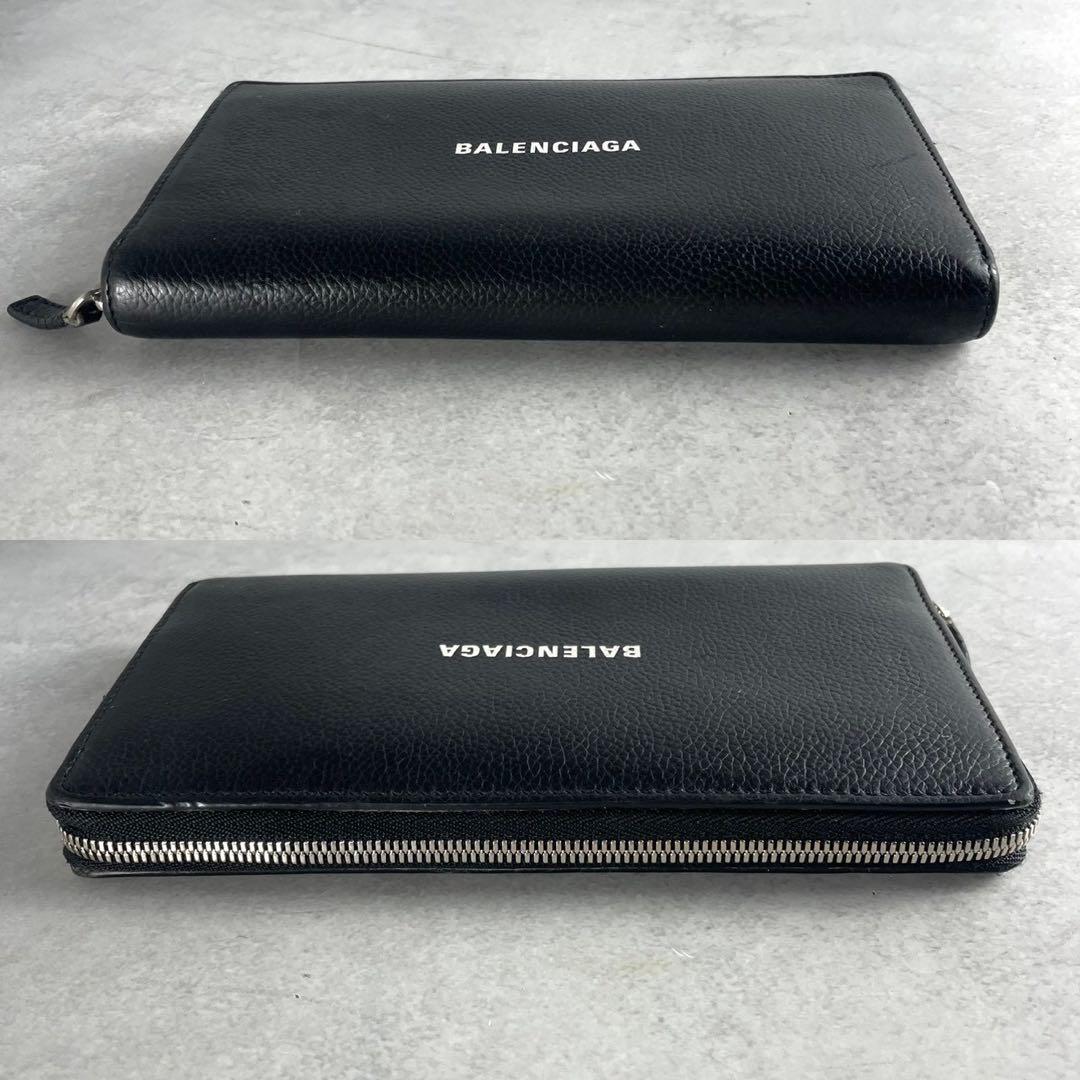 【美品】バレンシアガ 長財布 エブリデイ ロゴプリント ブラック