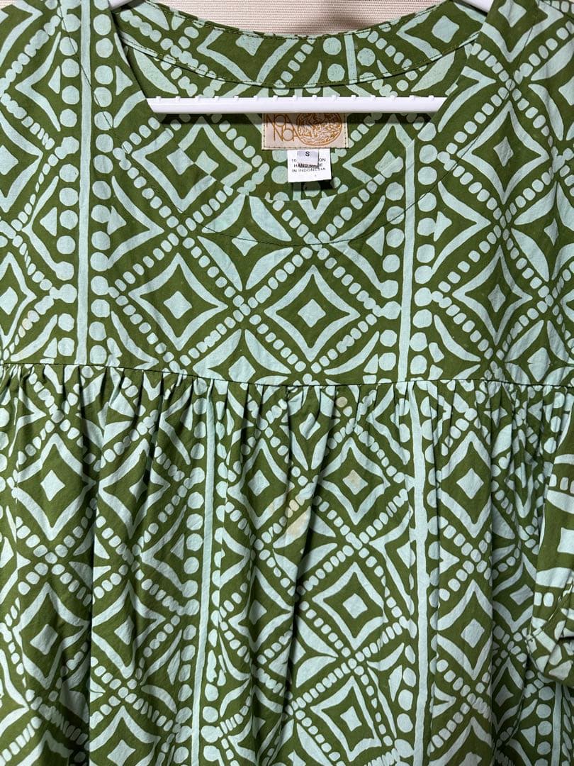 ノアノア NOANOA 緑色 ワンピース 半袖