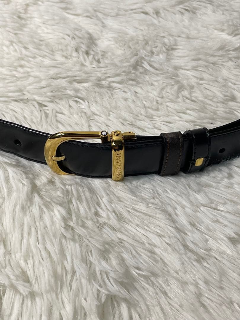 MONTBLANC モンブラン 本革　レザーベルト 黒 ゴールド金具