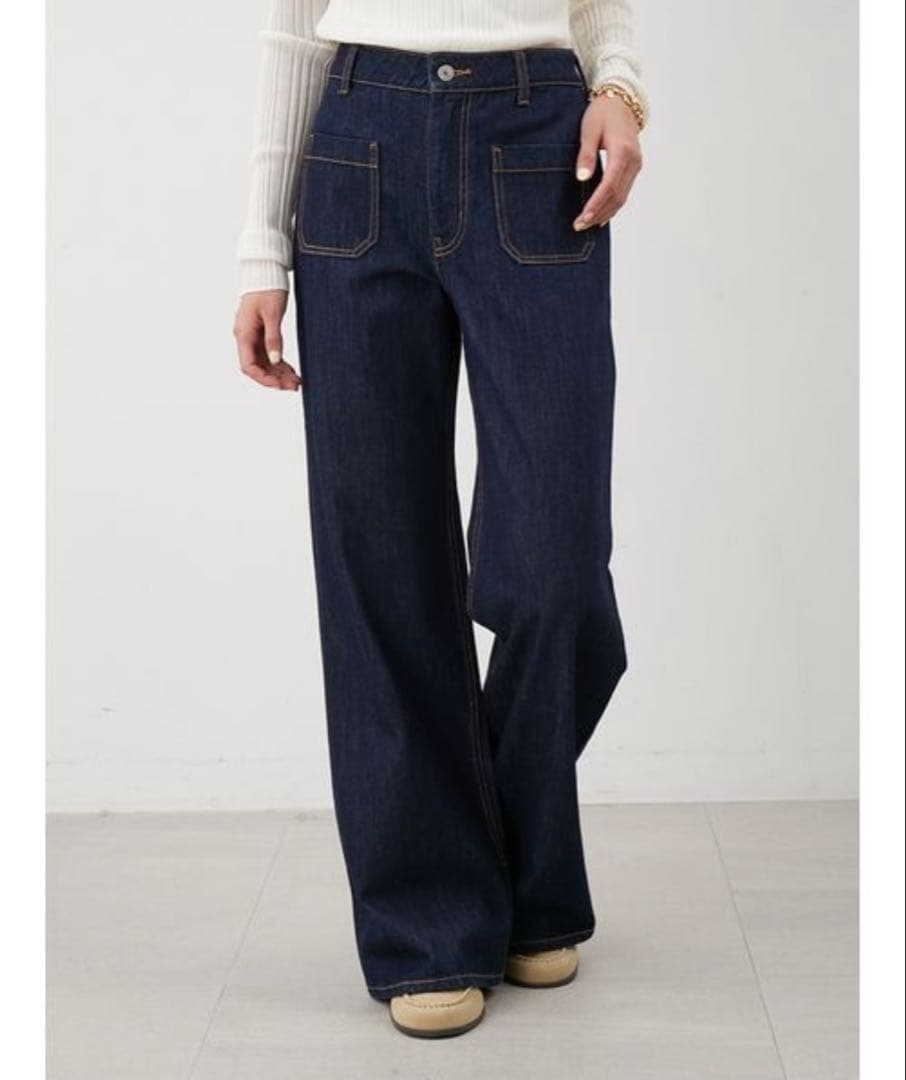 Mila Owen　パッチポケットデザインバギーデニムパンツ