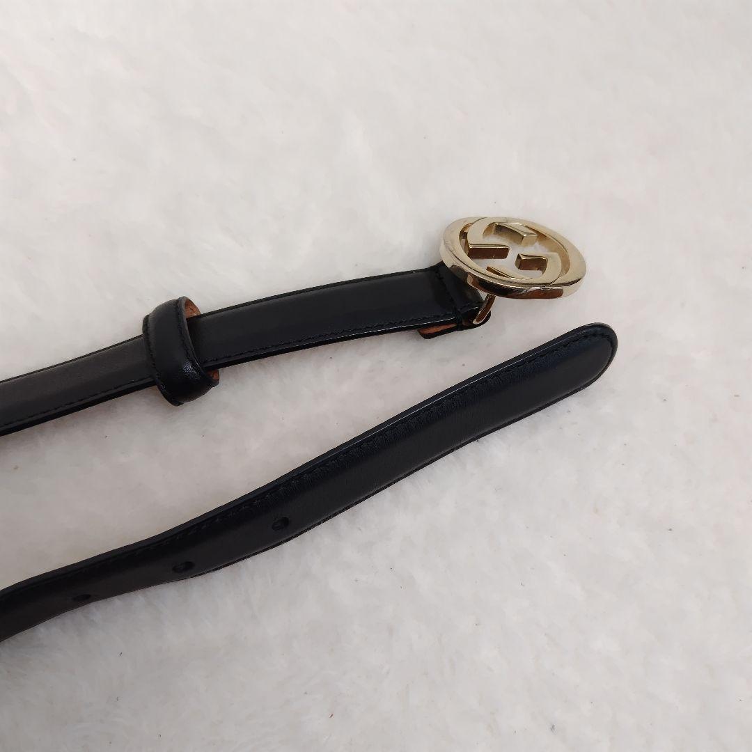 ✨美品✨ GUCCIベルト インターロッキング ブラック  レディース