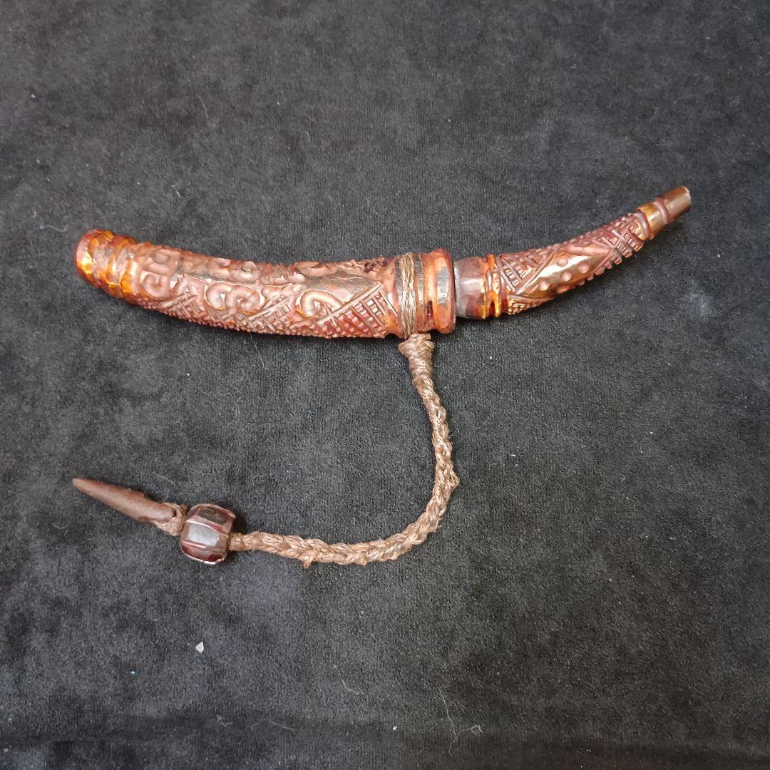 アイヌ　マキリ　メノコ　伝統的鹿骨彫刻製