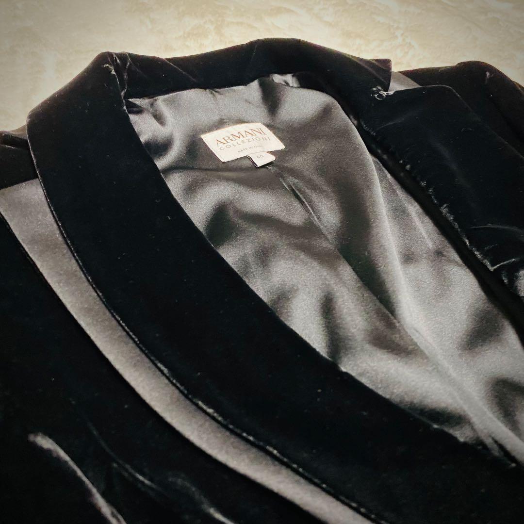 アルマーニ コレツィオーニ【最高級ベロア】セットアップ スーツ ブラック 光沢