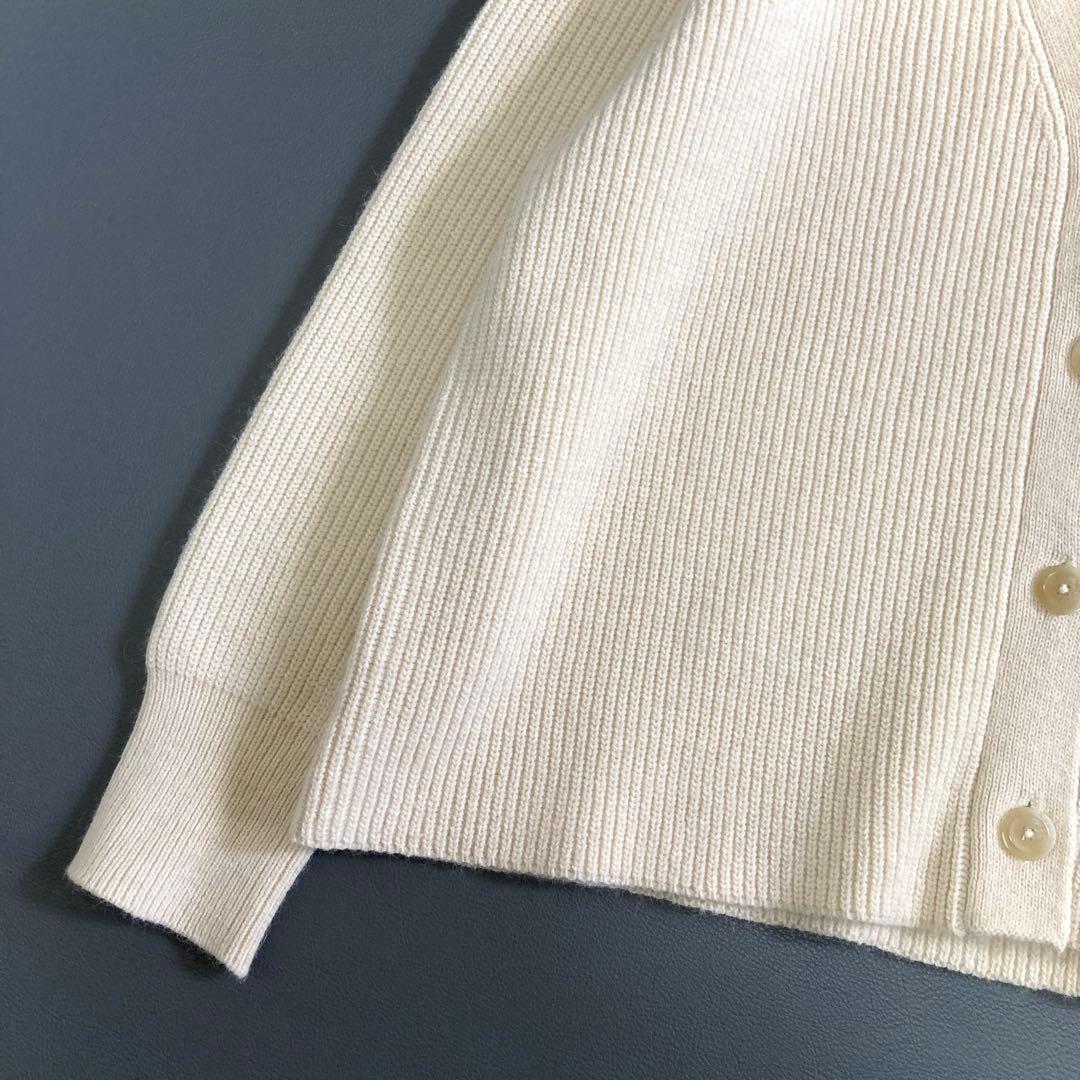 美品 SOÉJU ラクーン混Vネックニットカーディガン アイボリー M