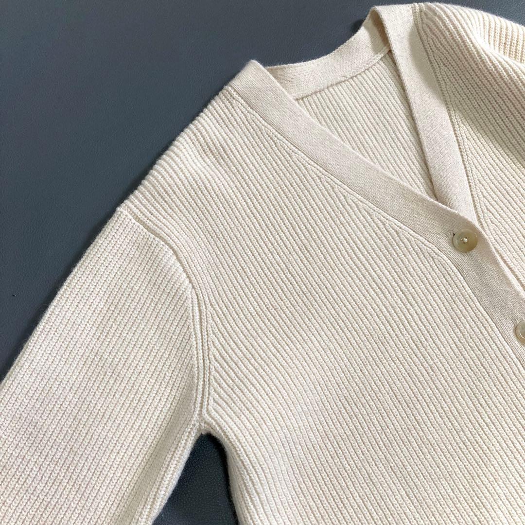 美品 SOÉJU ラクーン混Vネックニットカーディガン アイボリー M