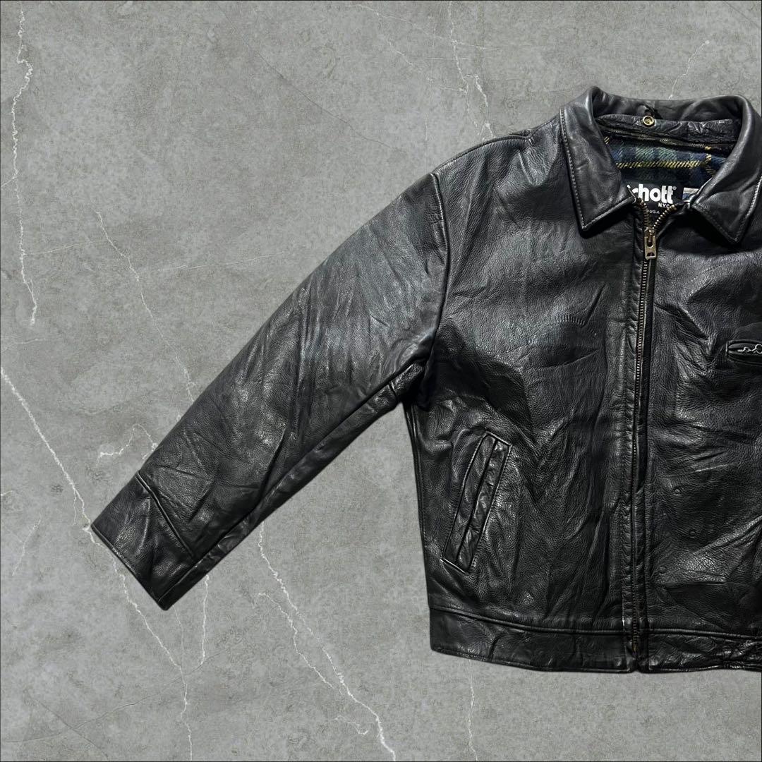 Schott USA製52TALON襟付きシングルライダースジャケット古着XL