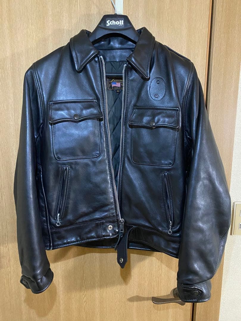 バンソン VANSON ポリスマンジャケット　38 黒　タロンジッパー/ショット