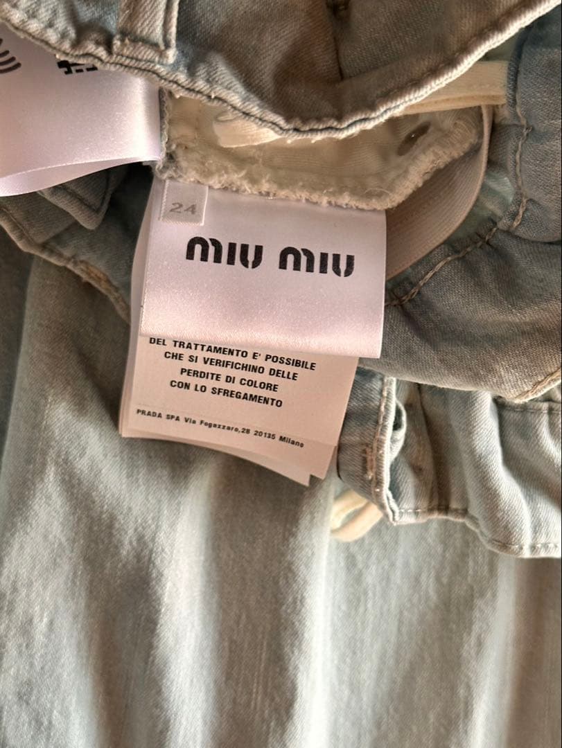 miumiuライトブルーデニムパンツ ウエストゴム