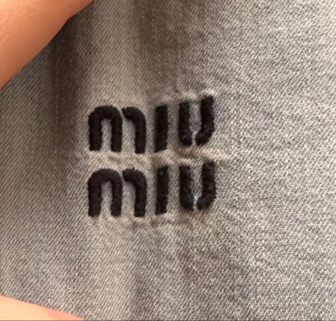 miumiuライトブルーデニムパンツ ウエストゴム