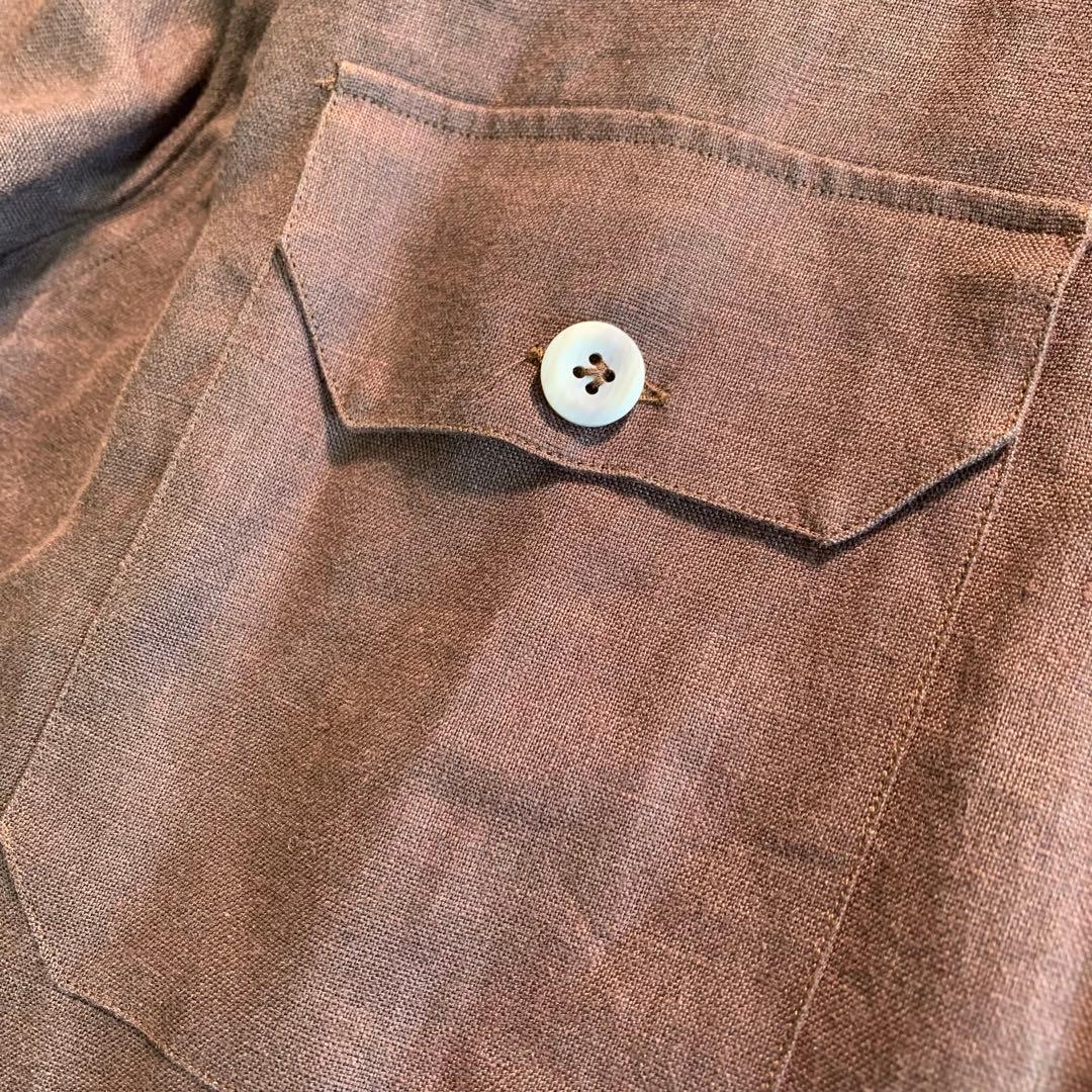giannetto 麻100% イタリア製 開襟シャツ リネンシャツ M ワーク