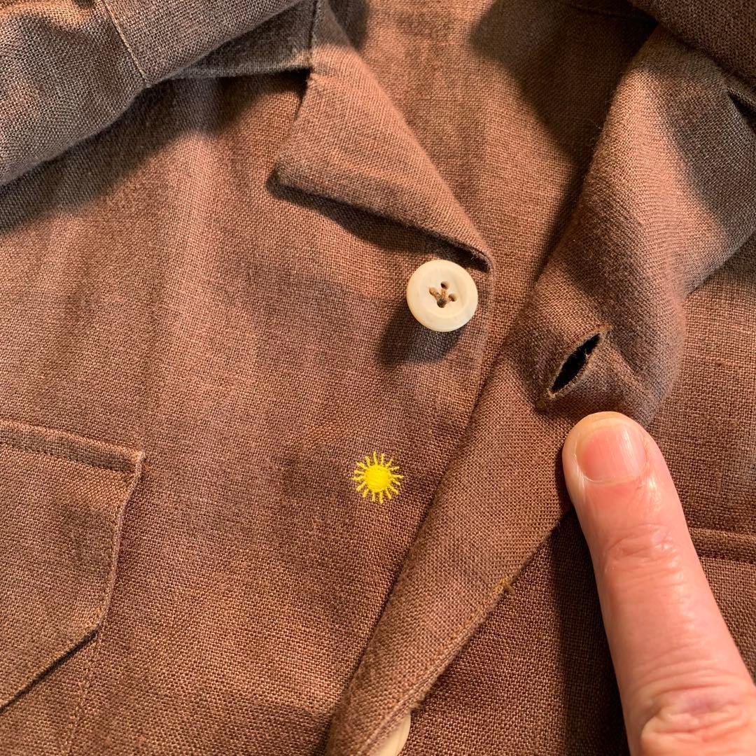 giannetto 麻100% イタリア製 開襟シャツ リネンシャツ M ワーク