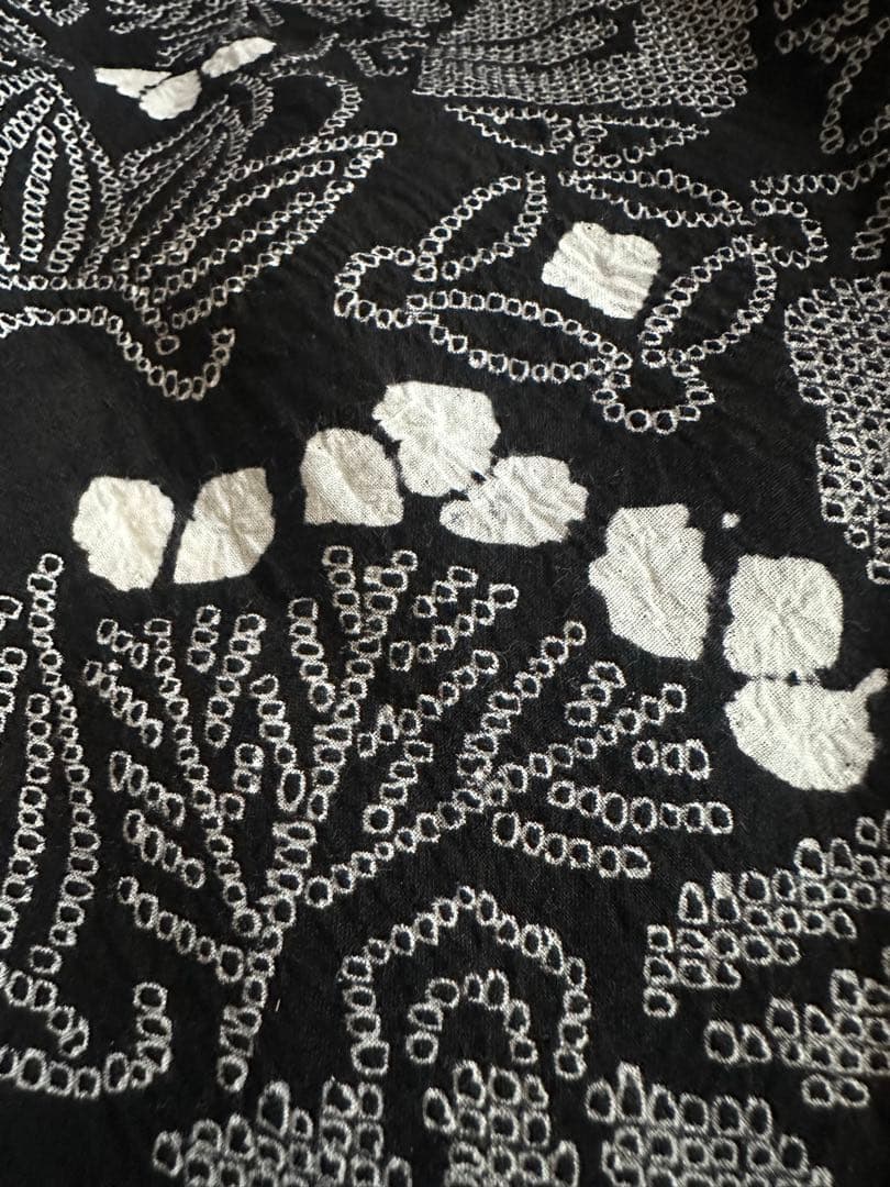 希少❣️トールサイズ✨宝尽くし　黒に白 有松鳴海絞り浴衣逸品‼️新品美品‼️