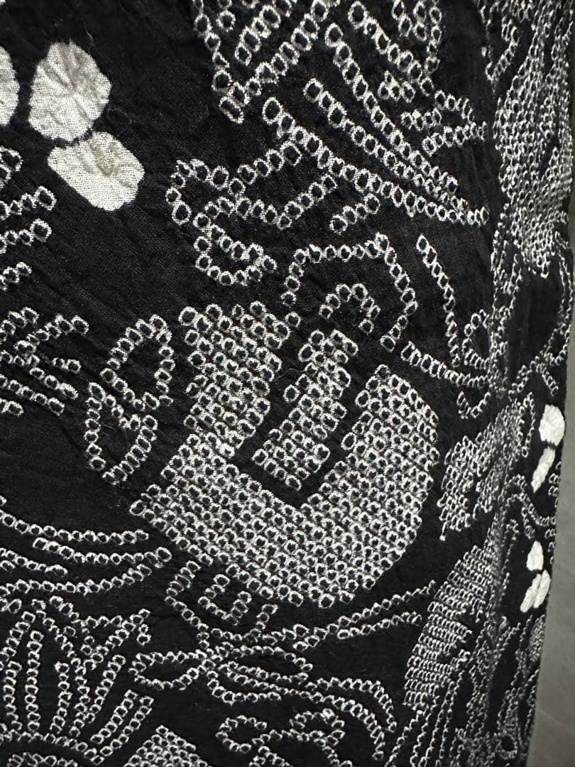 希少❣️トールサイズ✨宝尽くし　黒に白 有松鳴海絞り浴衣逸品‼️新品美品‼️