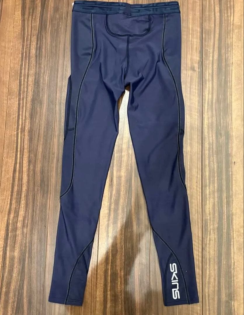 SKINS 3 SERIES メンズ ロングタイツ L ネイビーブルー