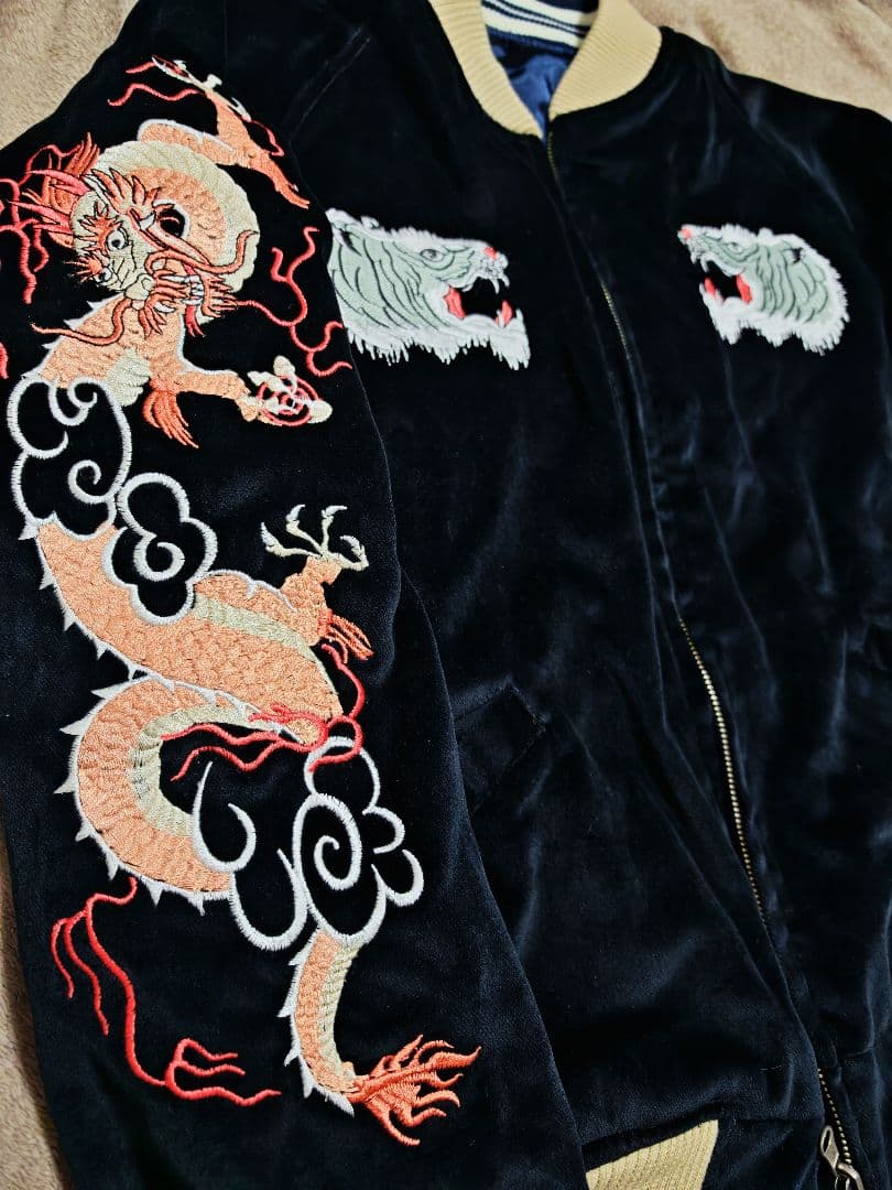 Jungle Storm 美品 未使用近 ２面 日本限定 スカジャン 別珍 虎鷲