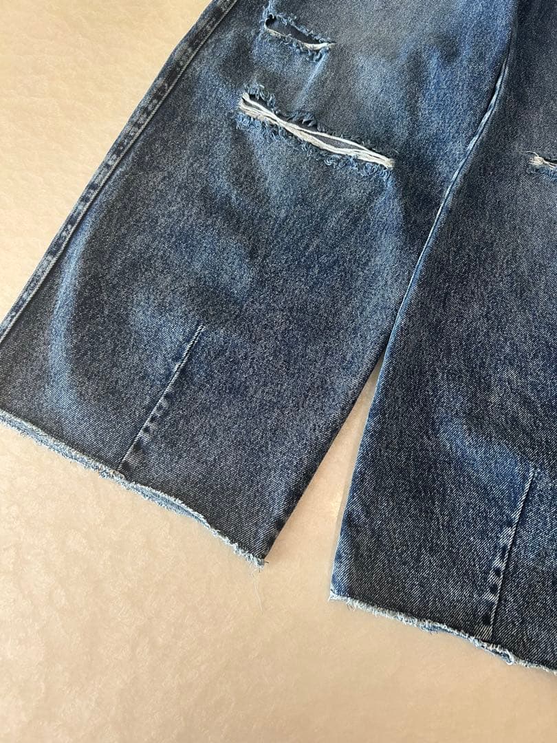 美品★ HEART PATCH DAMAGE DENIM PANTS