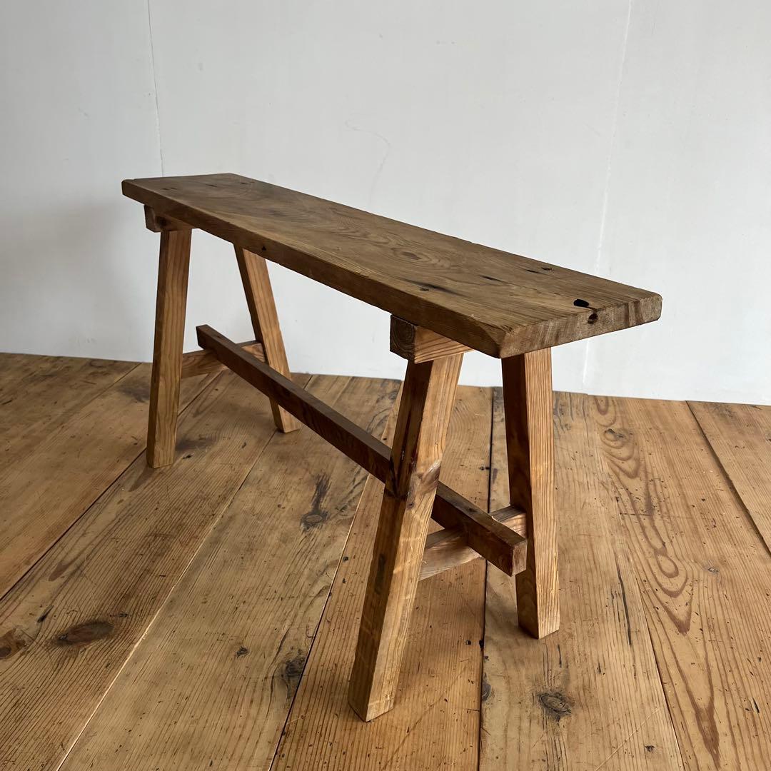 アンティーク 木製 展示台 ベンチ スツール 無垢材 レトロ 無塗装 z802