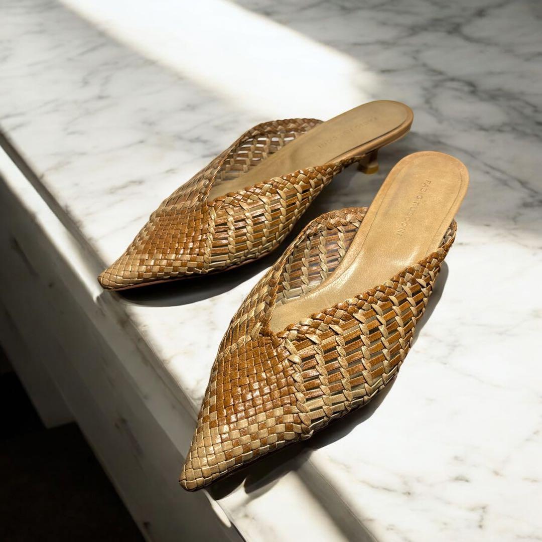 美品　FABIO RUSCONI ミュール　メッシュ　ブラウン