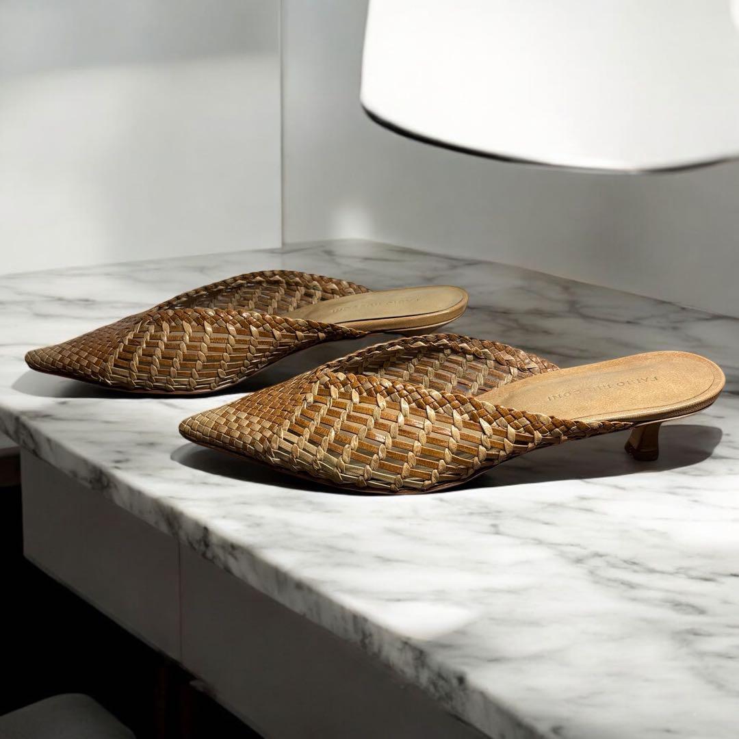 美品　FABIO RUSCONI ミュール　メッシュ　ブラウン