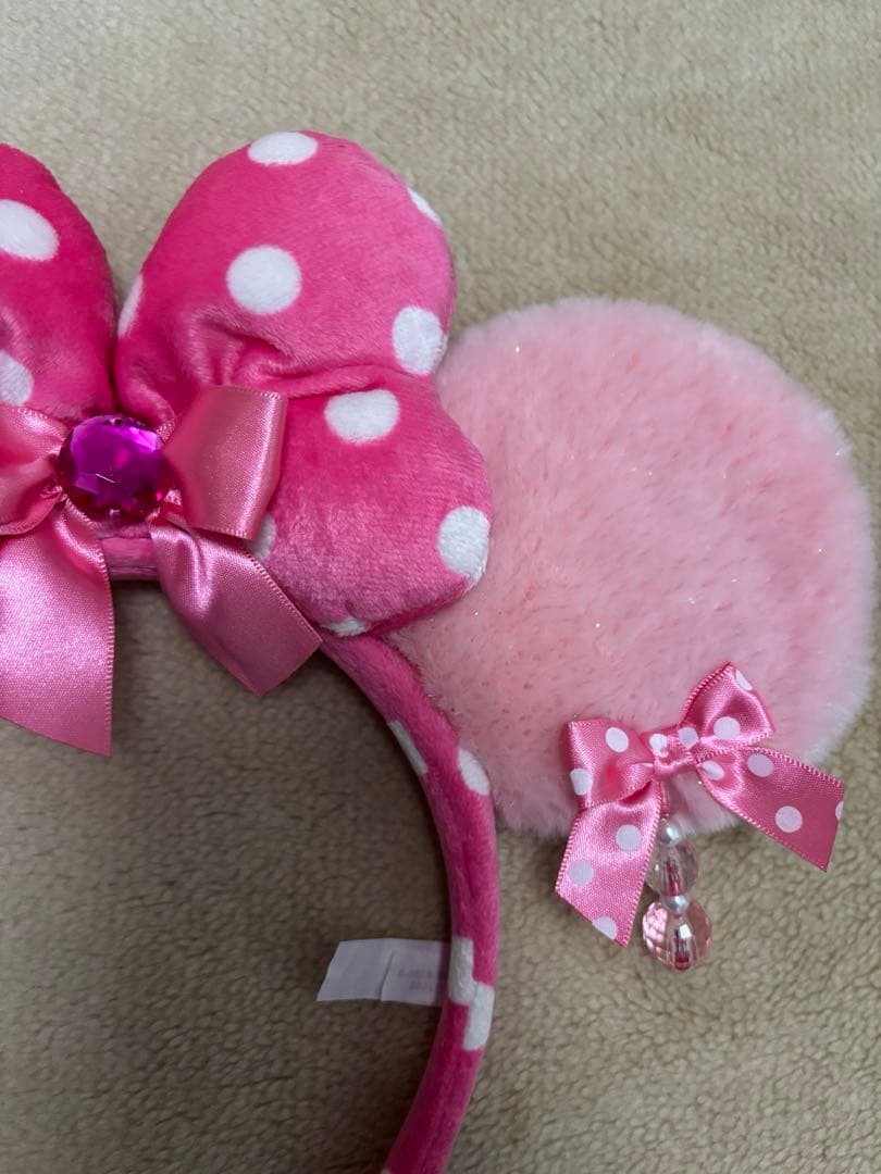 ディズニー カチューシャ ミニー 水玉 イヤリング ピンク ラメ ふわふわ
