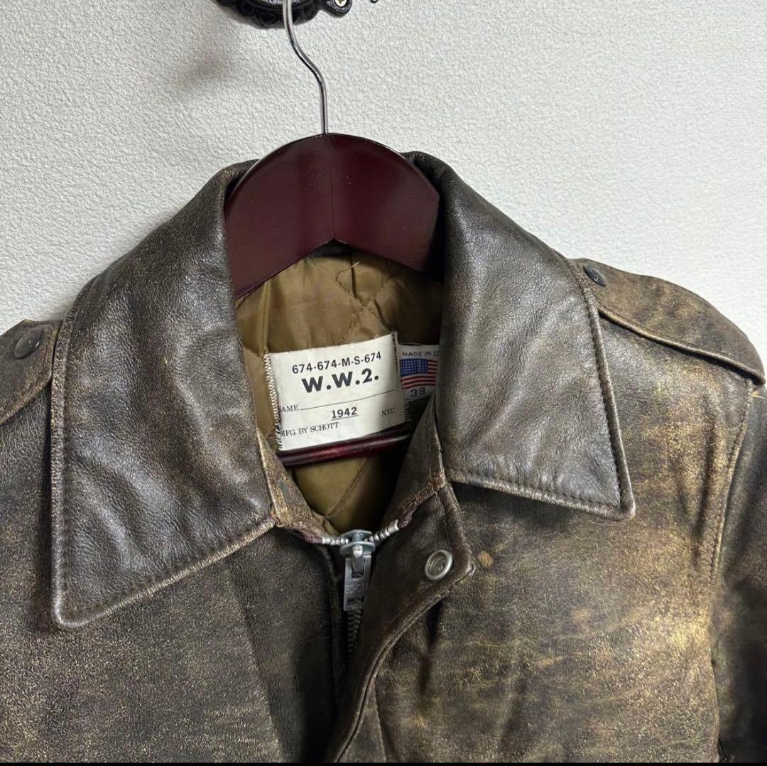 USA製 Schott 674MS A-2 A2 G1 フライトジャケット 38