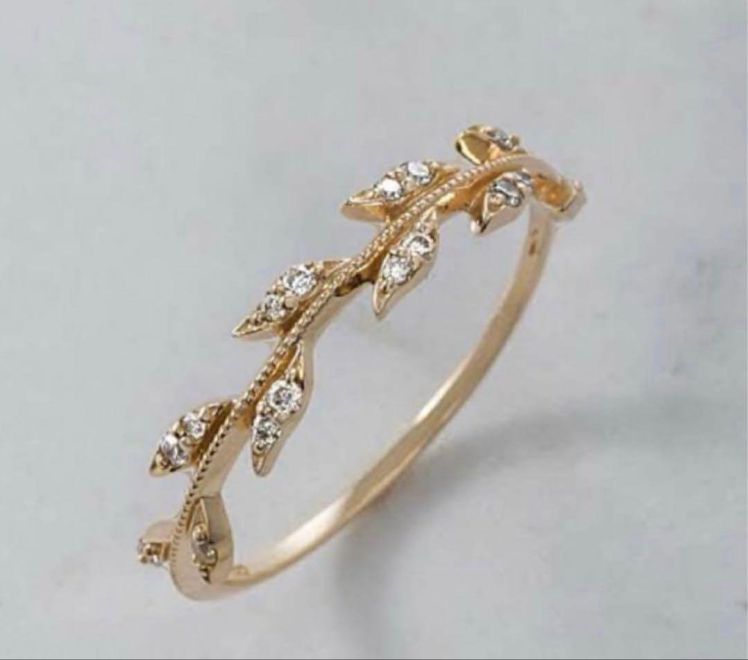 agete アガット　月桂樹　ローレルリーフリング　K10