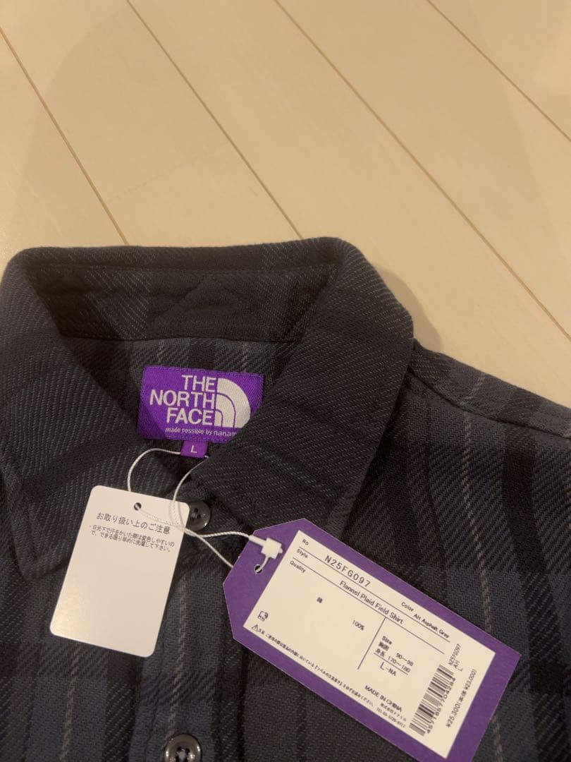 今季新品ザノースフェイスパープルレーベフランネルチェックシャツL