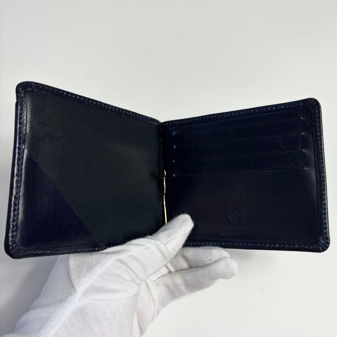 GLEN グレンロイヤル マネークリップ ゴールド金具 レザー　紺色