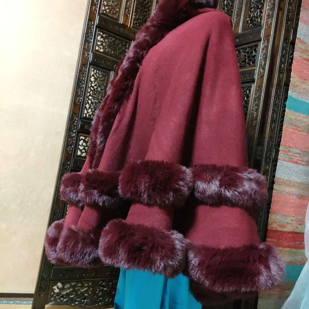 ケープ。ワインカラー バッグとセットです。