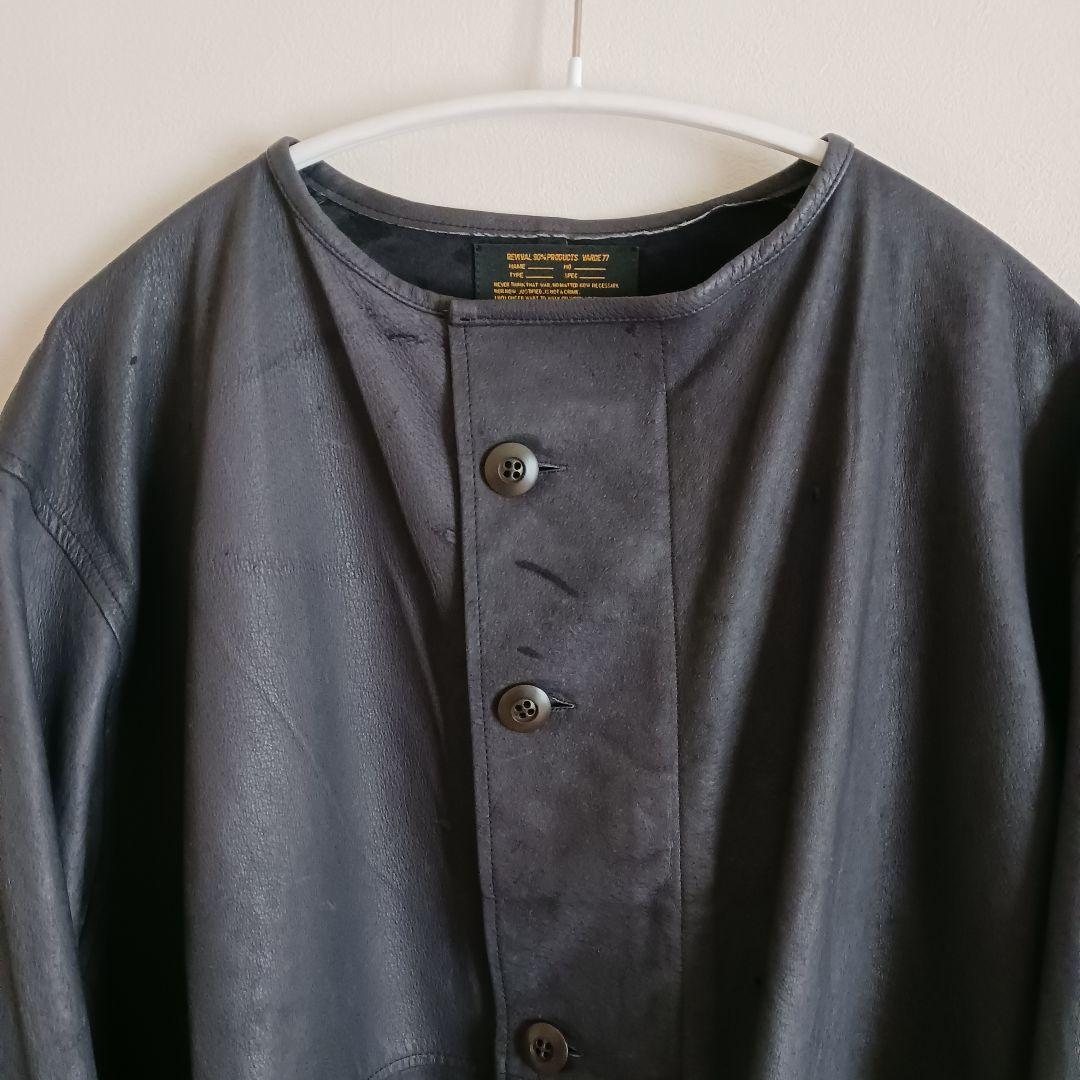 【試着のみ極美品】Varde77 ダメージレザーコート 62s US ARMY黒