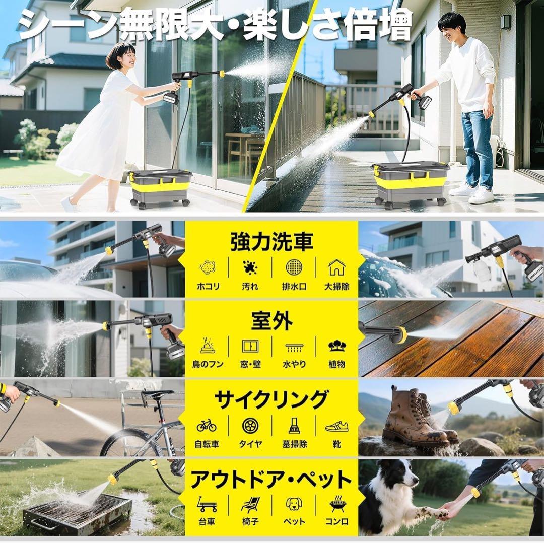 高圧洗浄機 20L折り畳みバケツ 国内洗浄店監修 8MPa コードレス 充電式