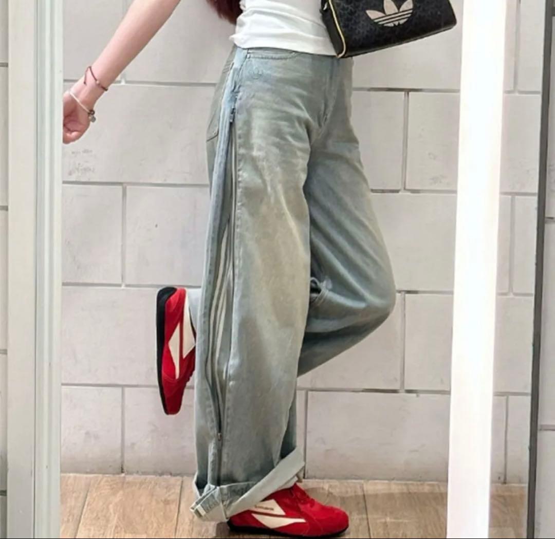 りーたん様　新品24 】ADILENIUMシーズンジップウォッシュドデニムパンツ