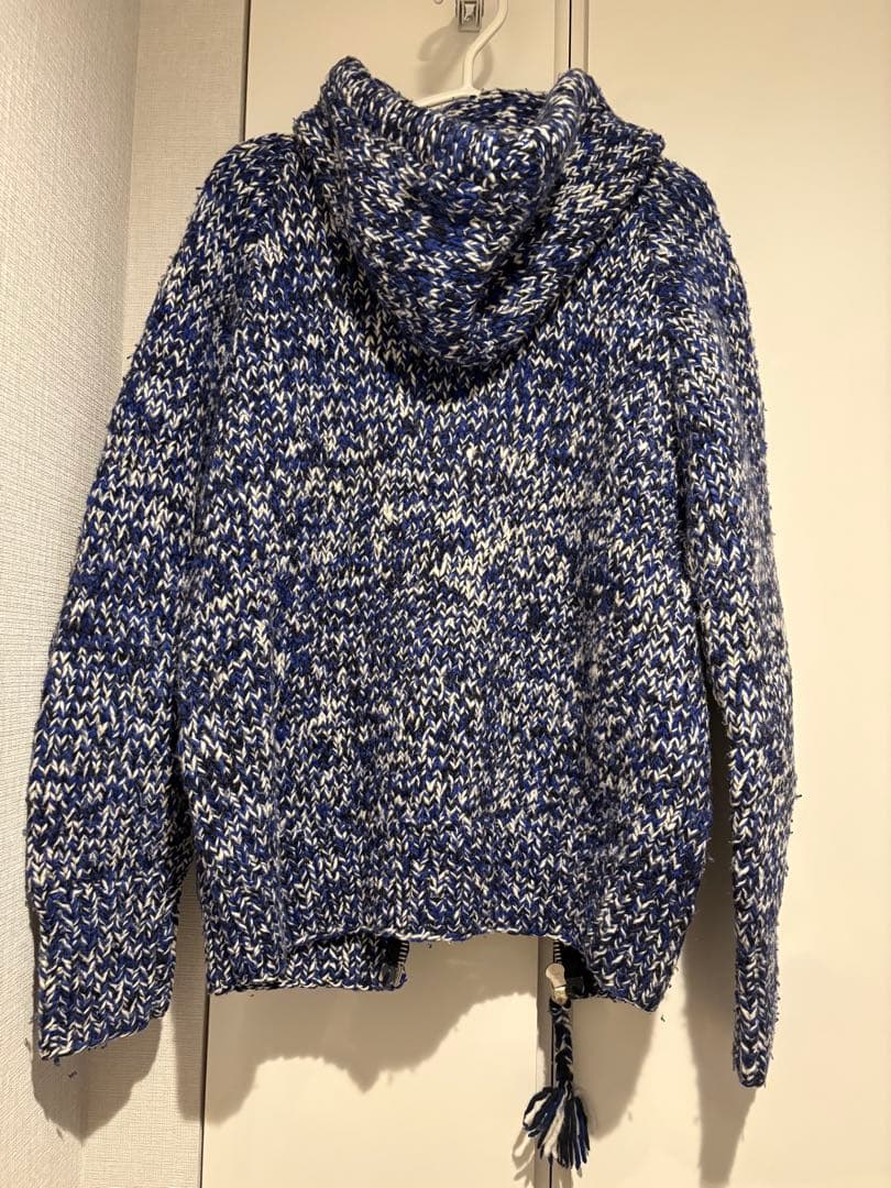 【美品】CHAMULA フード付きニット 青白