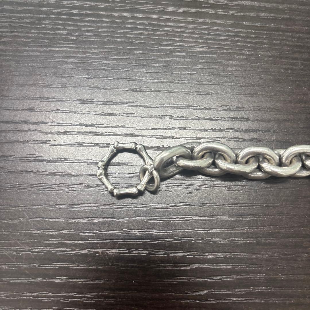 スカルTバー&ボーン丸カン　極太チェーンブレスレット