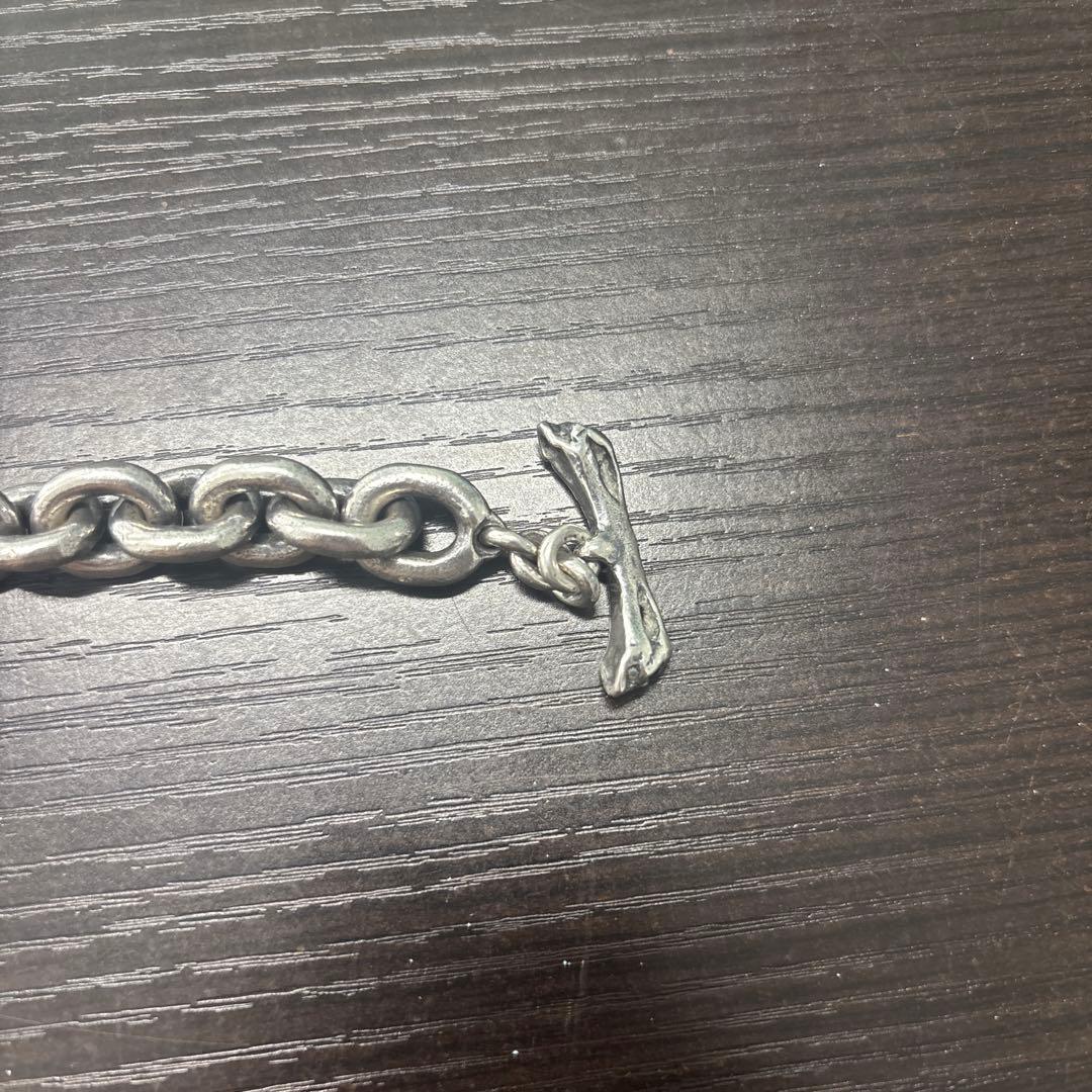 スカルTバー&ボーン丸カン　極太チェーンブレスレット