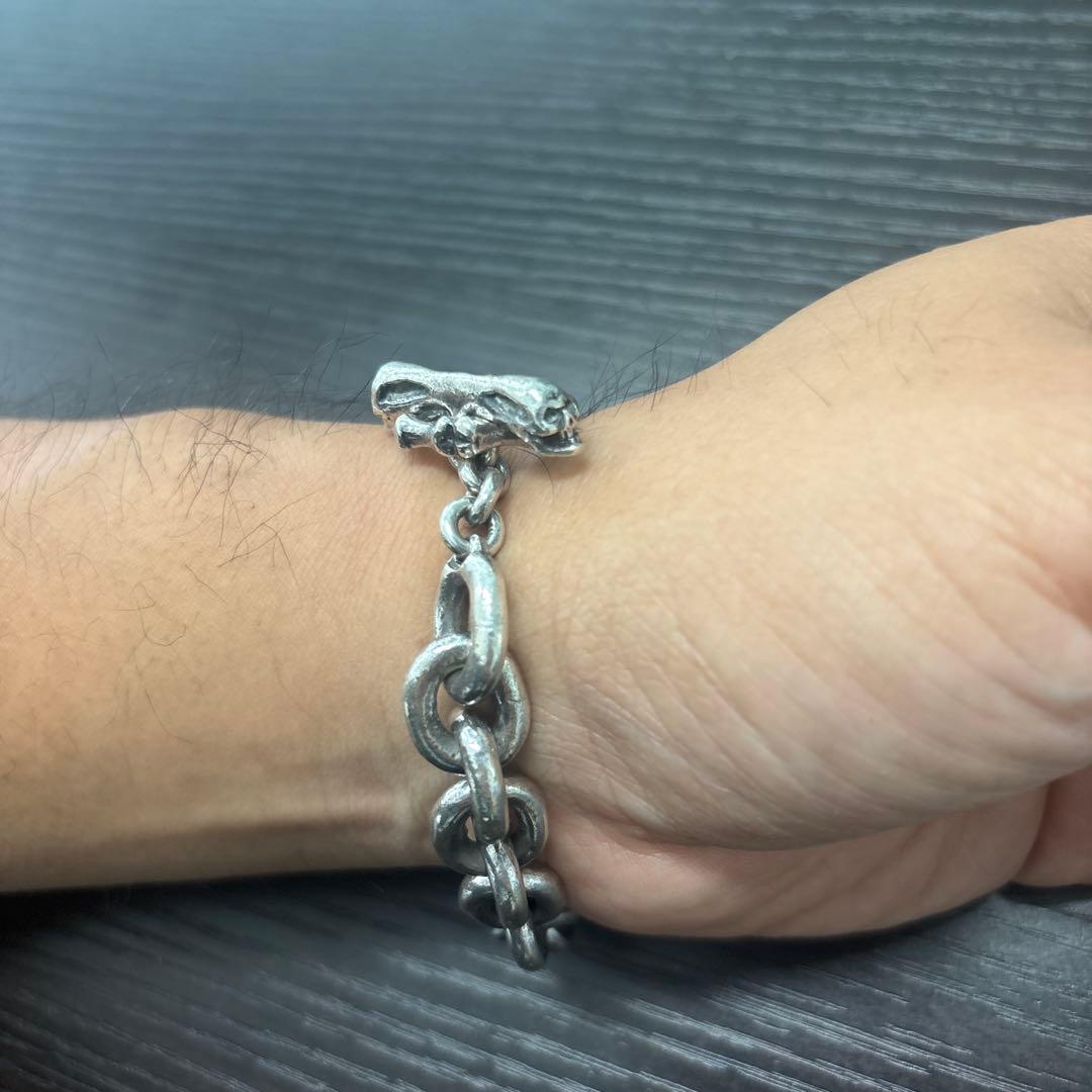 スカルTバー&ボーン丸カン　極太チェーンブレスレット