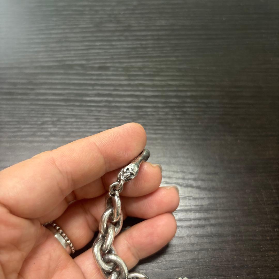 スカルTバー&ボーン丸カン　極太チェーンブレスレット