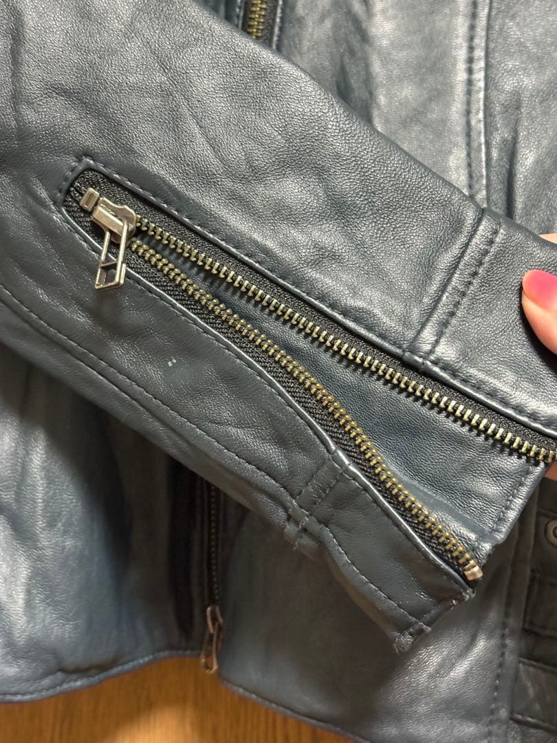 美品　RUPERT EDGEダークブルー ネイビー系　レザージャケット　羊