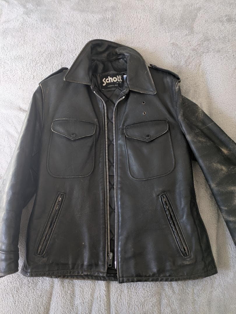 Schott ブラックレザー ジャケット 38