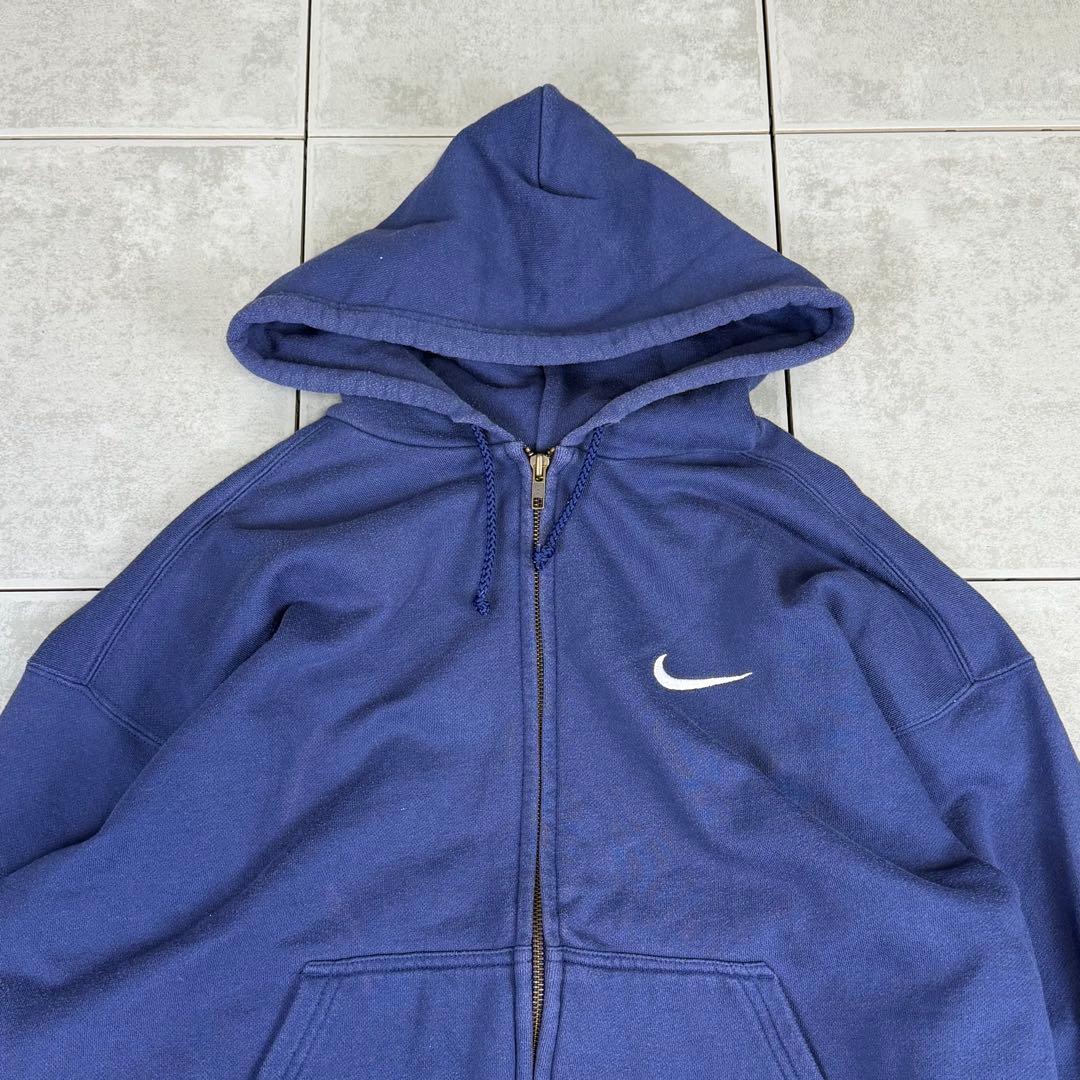 希少 90s NIKE ジップ パーカー スウェット ナイキ ネイビー