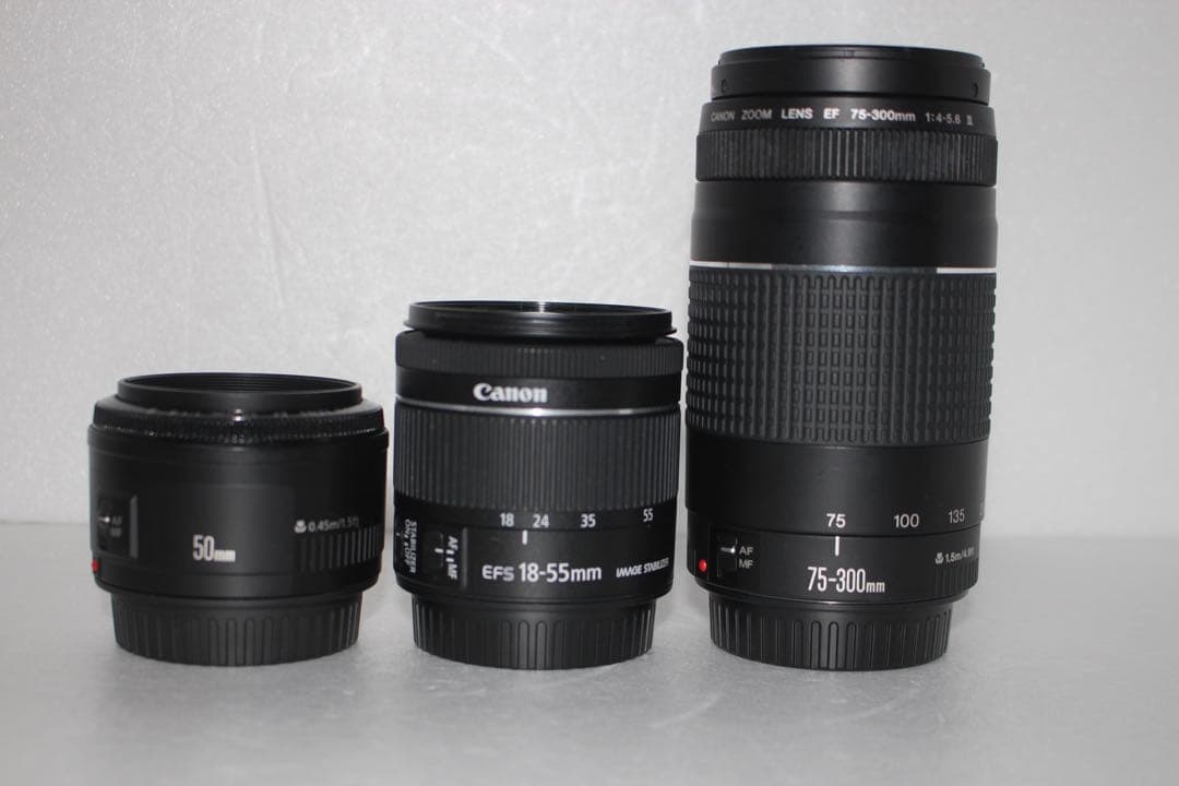 デジタル一眼レフカメラcanon kiss x10標準＆望遠＆単焦点レンズセット